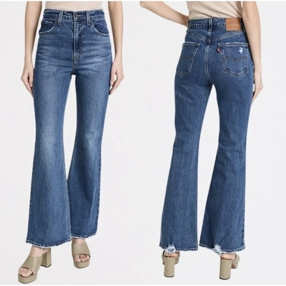 Levi's Premium 70s High Flare Distressed Jeans Blue 29